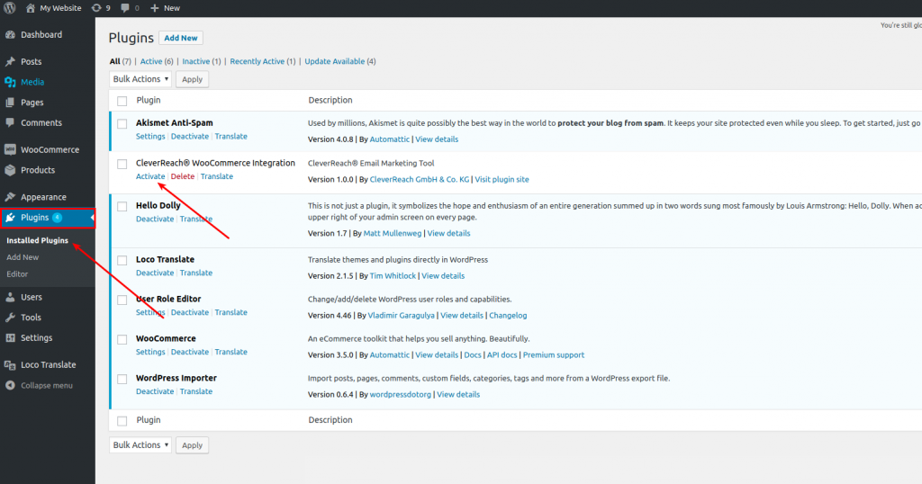 CleverReach®-WooCommerce-Plugin-activate single site