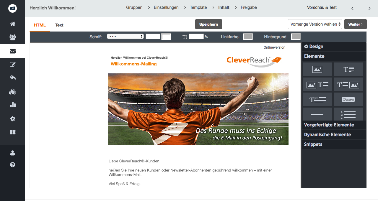 screenshot: Heißen Sie Ihre neuen Kunden oder Newsletter-Abonnenten gebührend willkommen – z.B. mit einer Willkommens-Mail