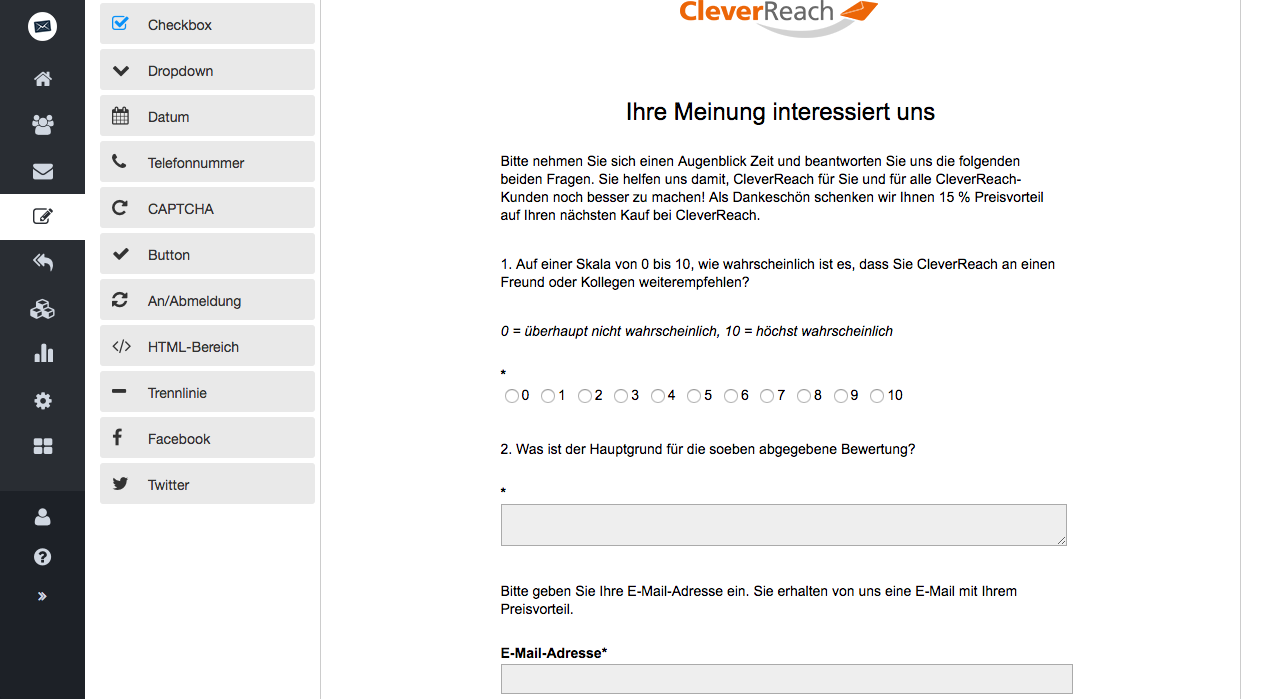 screenshot: vollautomatisierte mailings umfragemails