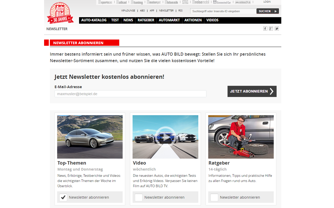 autobild.de Anmeldeformular