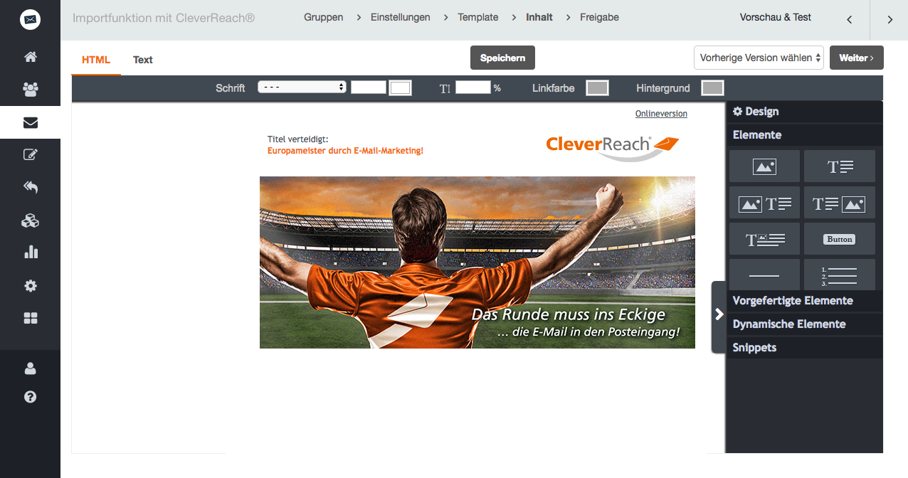 Screenshot: Hinweise zu den Imprtfunktionen