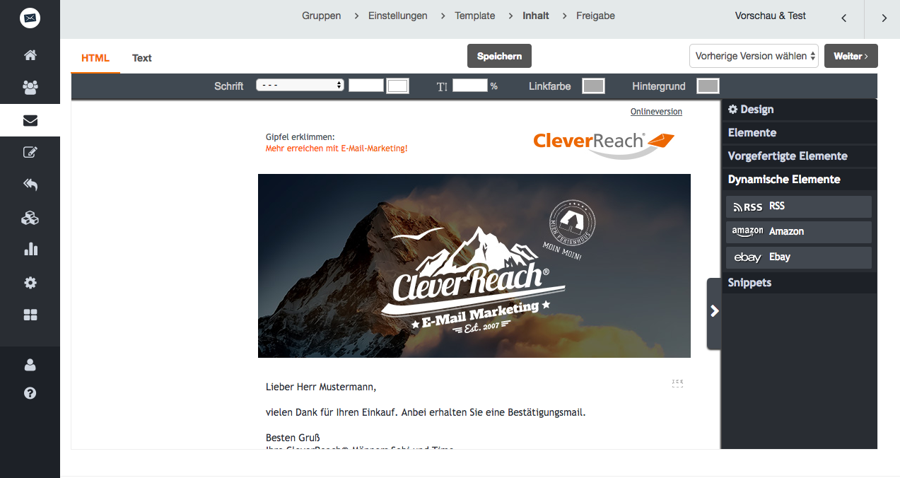 screenshot: Mit CleverReach® RSS Inhalte mühelos aktuelle Newsletter verschicken