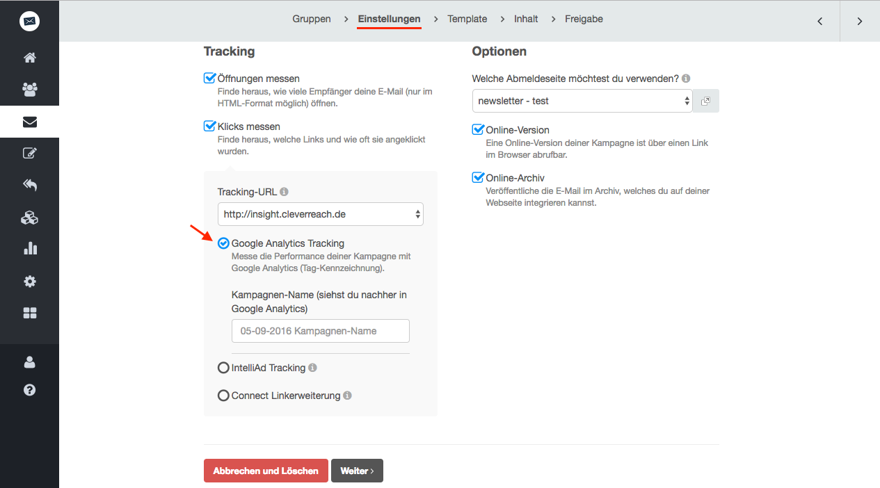 screenshot: So integrieren Sie Google Analytics in Ihr Newsletter-Tracking