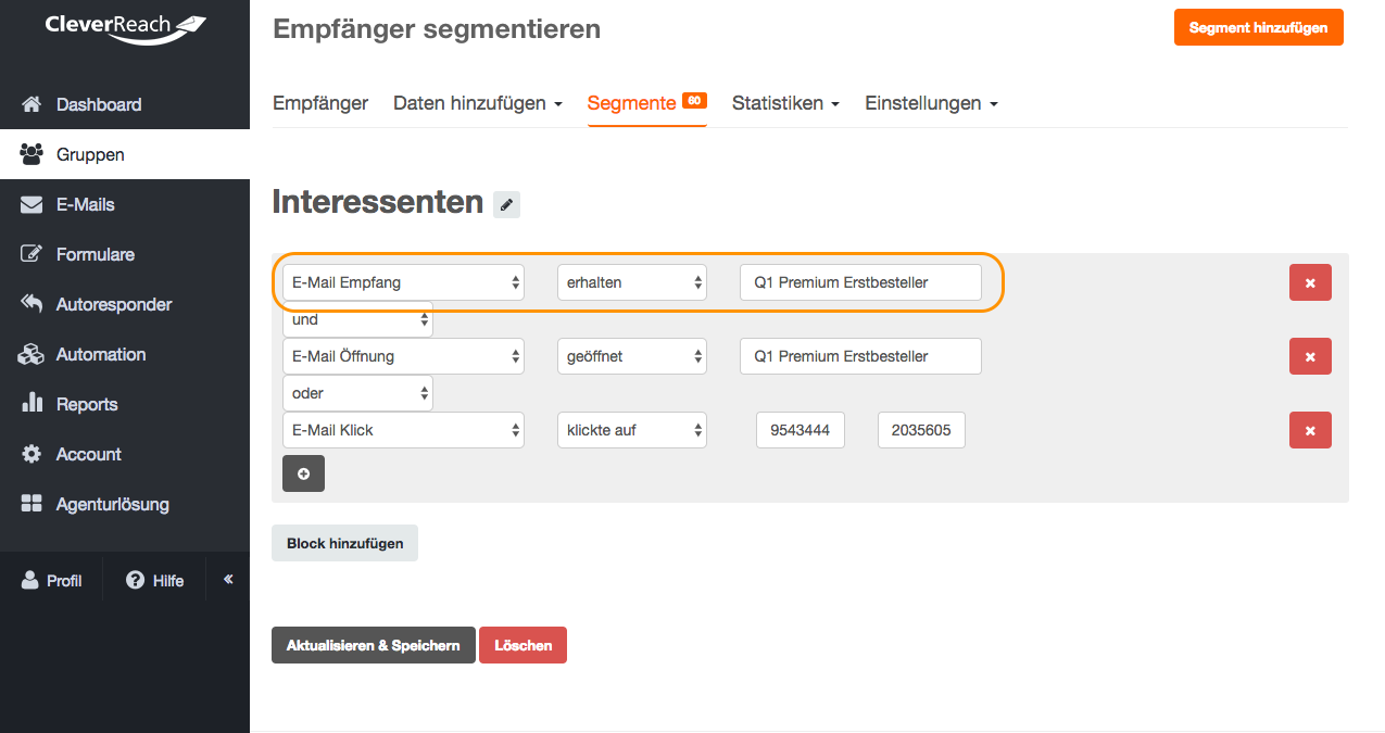 screenshot: So legen Sie ein Follow-Up-Segment an