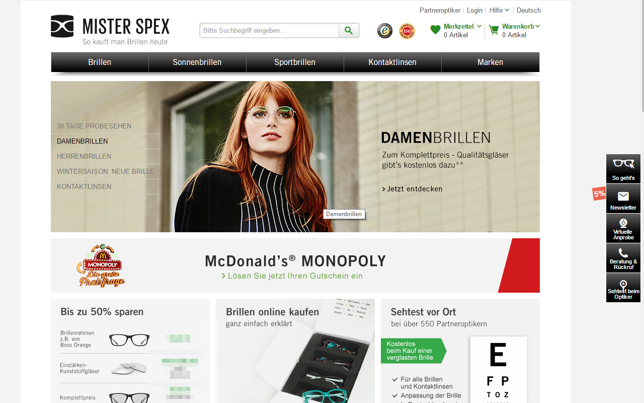 Anmeldeformular Mr.Spex