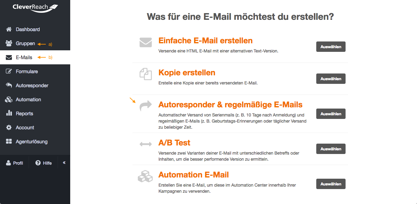 screenshot: So legen Sie einen Autoresponder in CleverReach® an