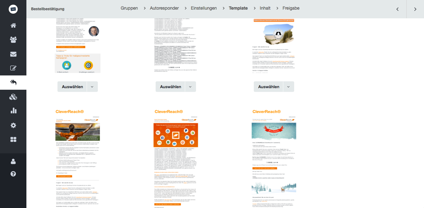 screenshot: mailing anpassen