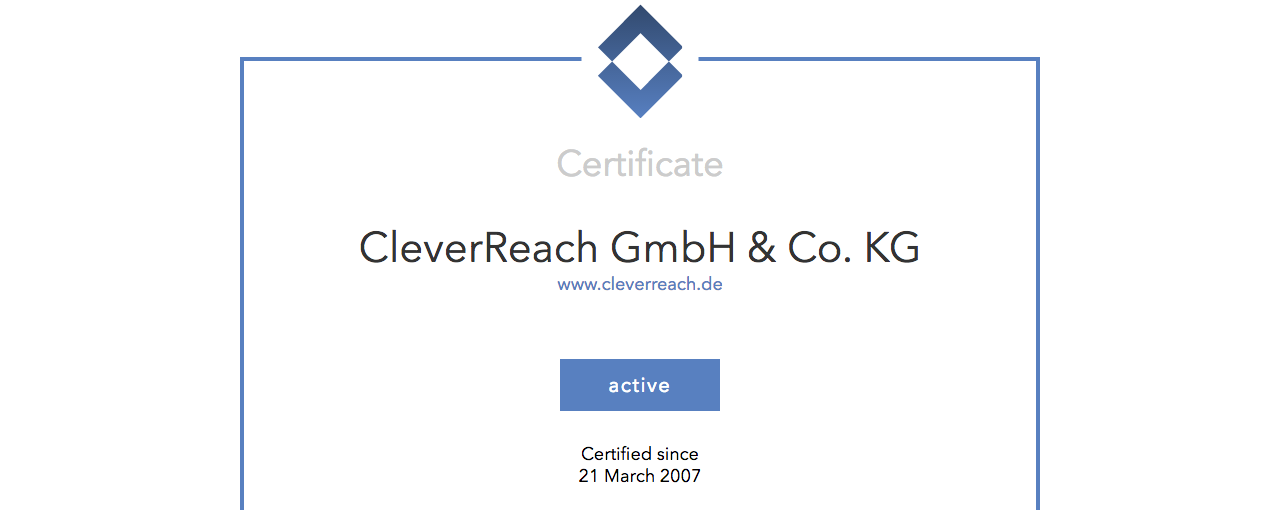 screenshot: CleverReach® ist Mitglied der Certified Senders Alliance (CSA)
