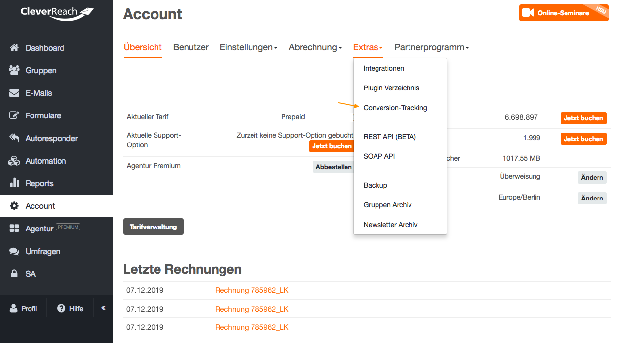 screenshot: Was wird mit dem Conversion Tracking gemessen?