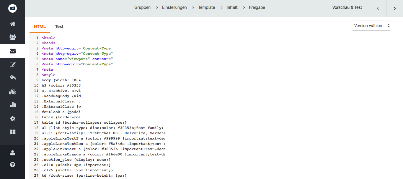 screenshot: Der Quelltext Editor ist, wie bereits erwähnt, nur für sehr erfahrene Anwender gedacht
