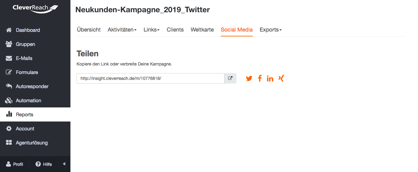 screenshot: Was bei der Verknüpfung von Newslettern und Social Media zu beachten ist