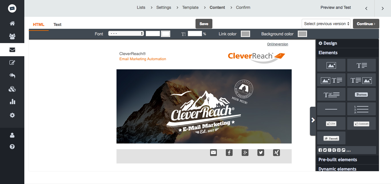 screenshot: Design your newsletter from scratch with our fantastic drag & drop editor