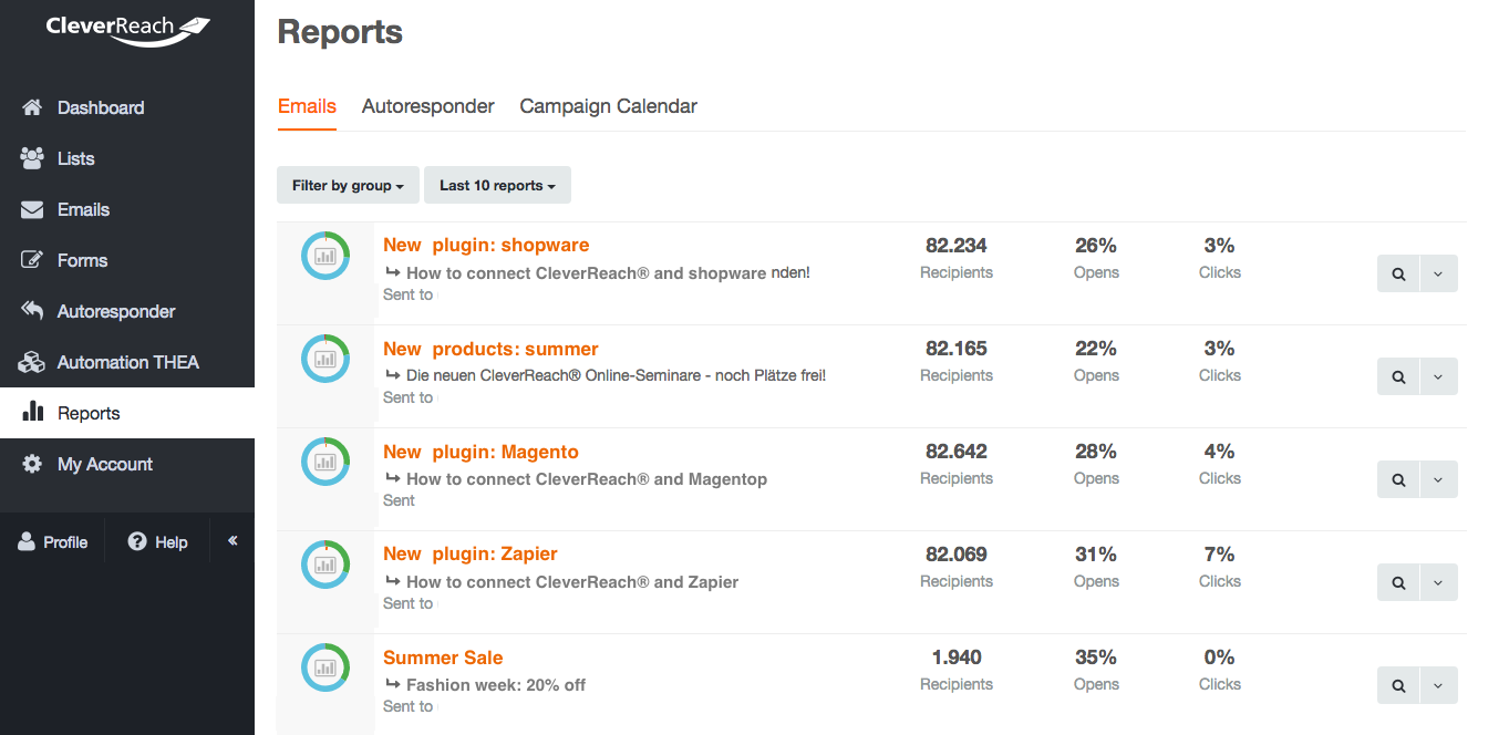 screenshot: cleverreach