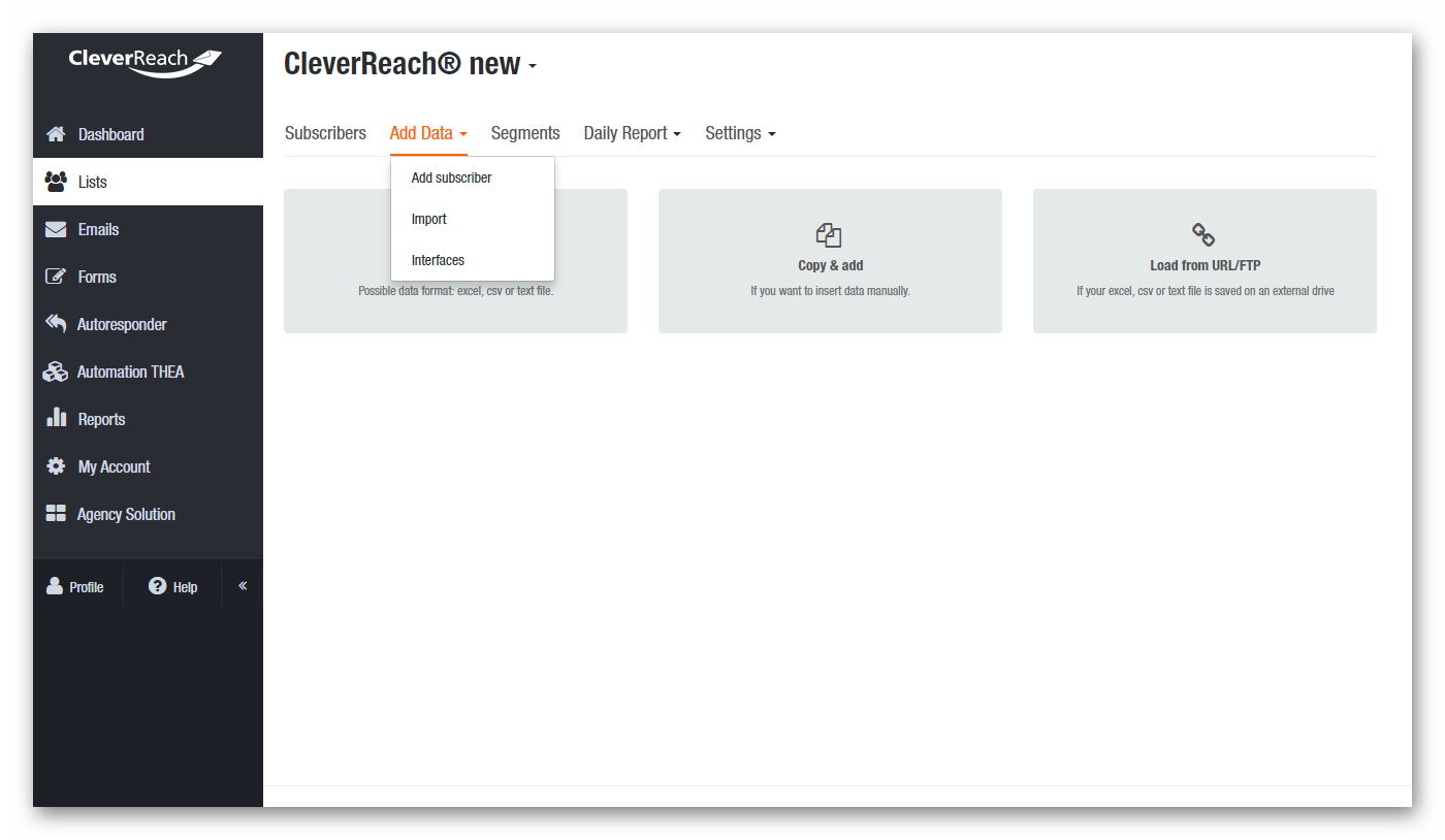 There are various options for you to add recipients to a list