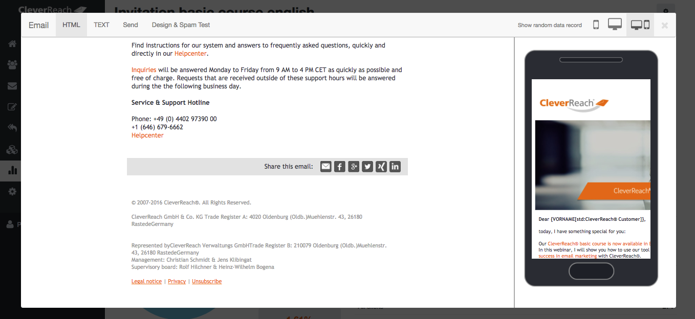 screenshot: Share your newsletter on social media channels