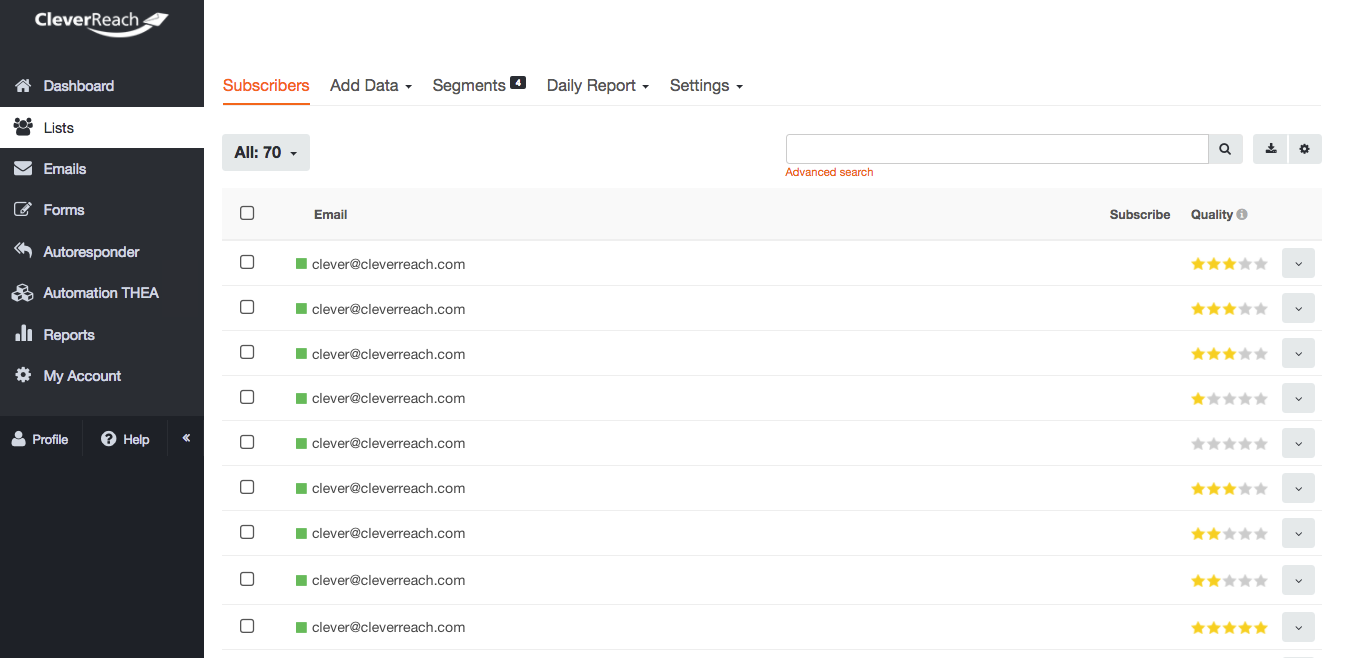screenshot: screenshot: Main reasons for unsubscribes