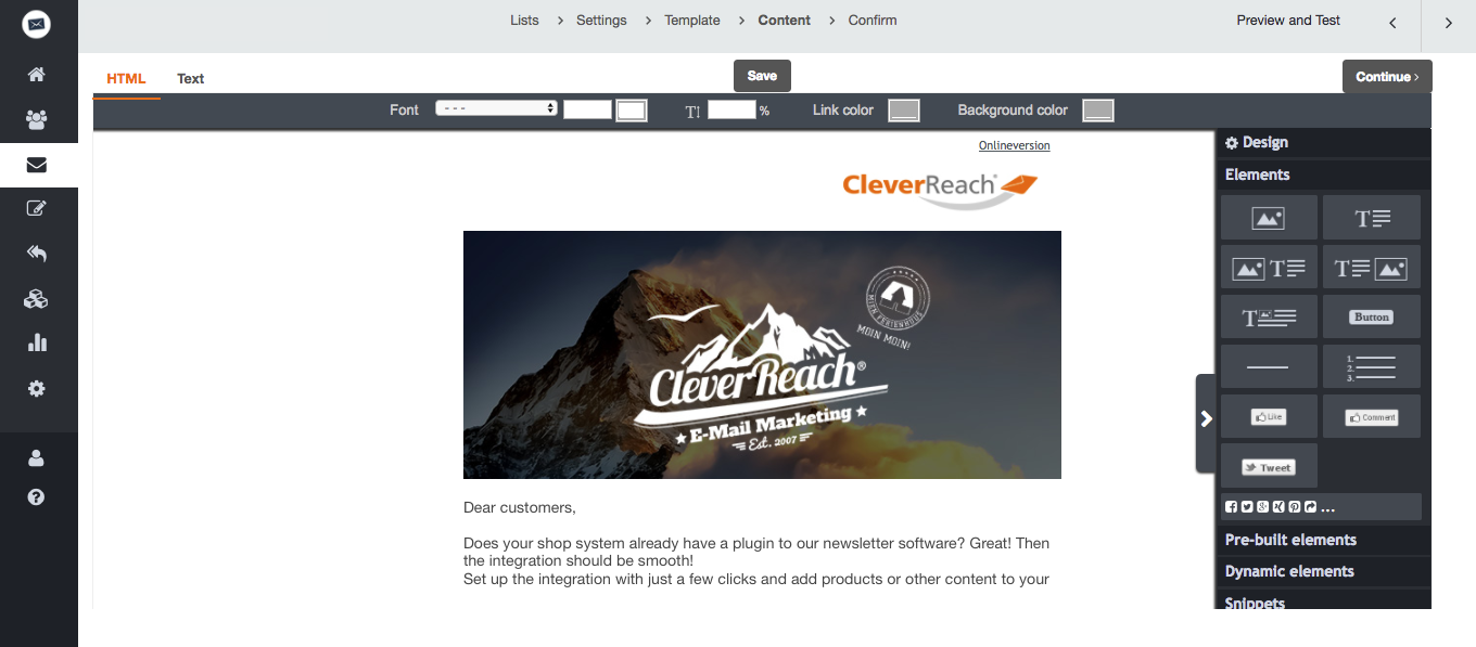 screenshot: cleverreach