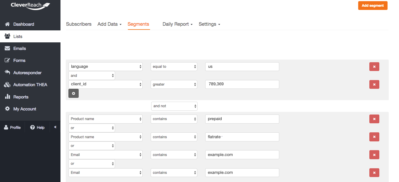 screenshot: screenshot: Easily create new filters and segments
