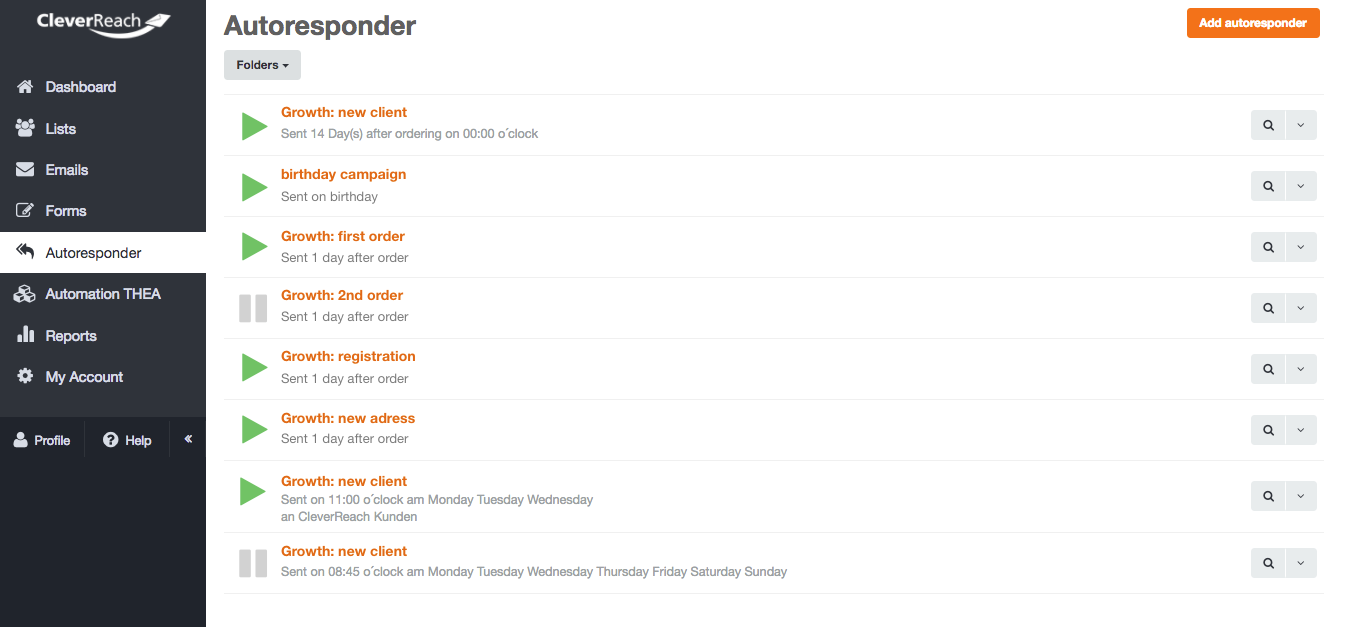 screenshot: Autoresponder and follow-up emails are the easiest form of email marketing automation.