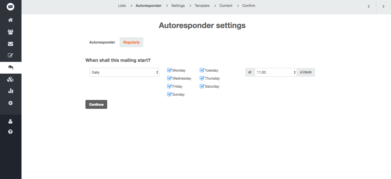 screenshot: Select a date when you want to send your first automated email.