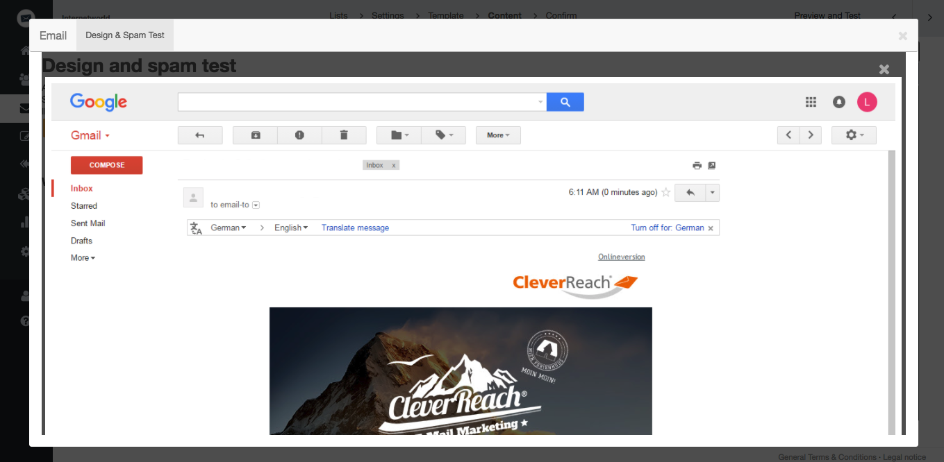 screenshot: For the creation of your newsletters you can use