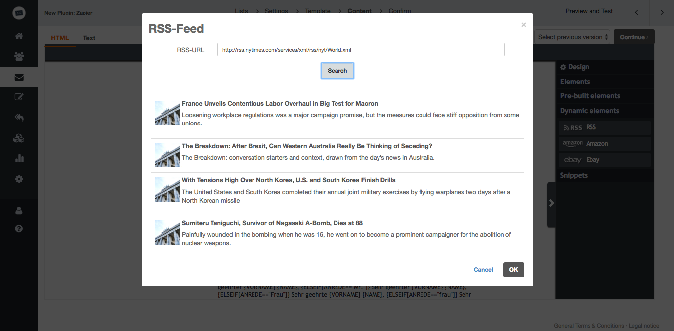 screenshot: RSS is a format (based on XML) for delivering regularly changing web content.