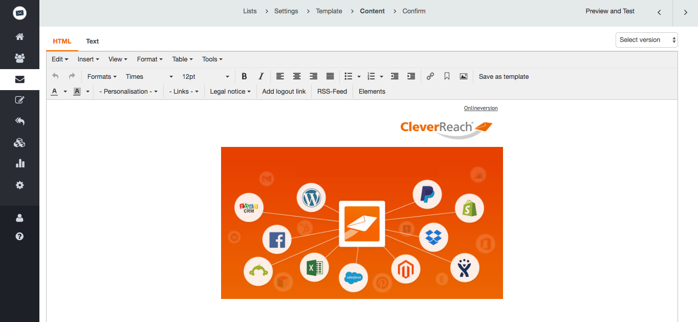 screenshot: cleverreach