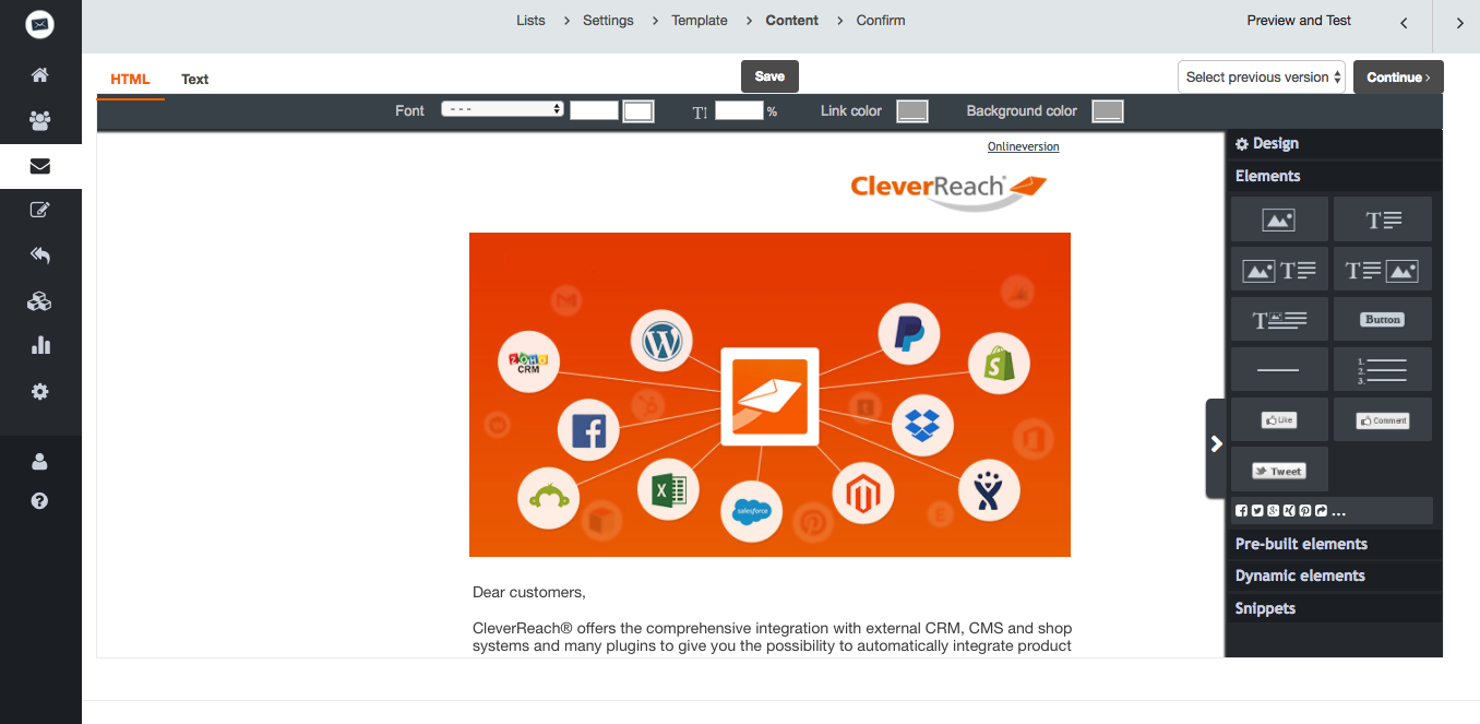 screenshot: cleverreach