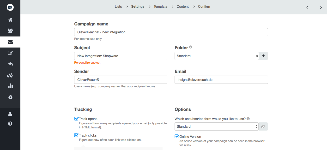 screenshot: cleverreach