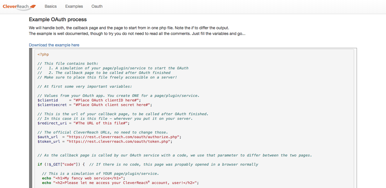 screenshot: REST API v3 (Beta) von CleverReach®