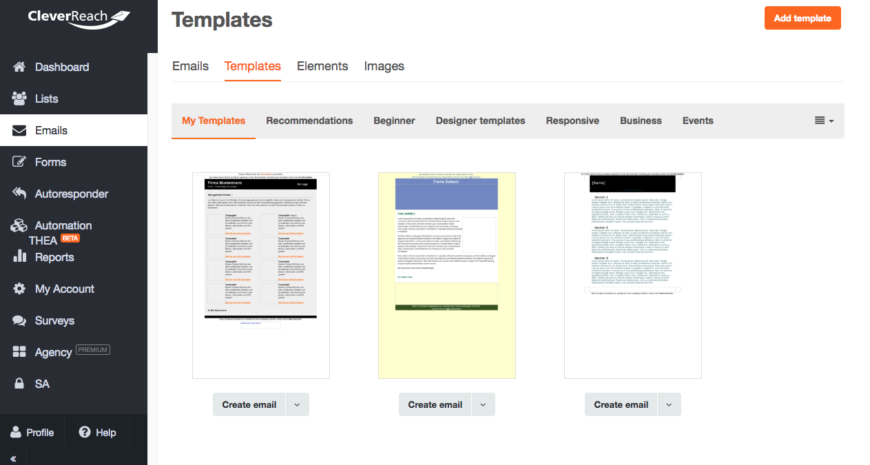 screenshot: The CleverReach® Template Converter - for more email templates