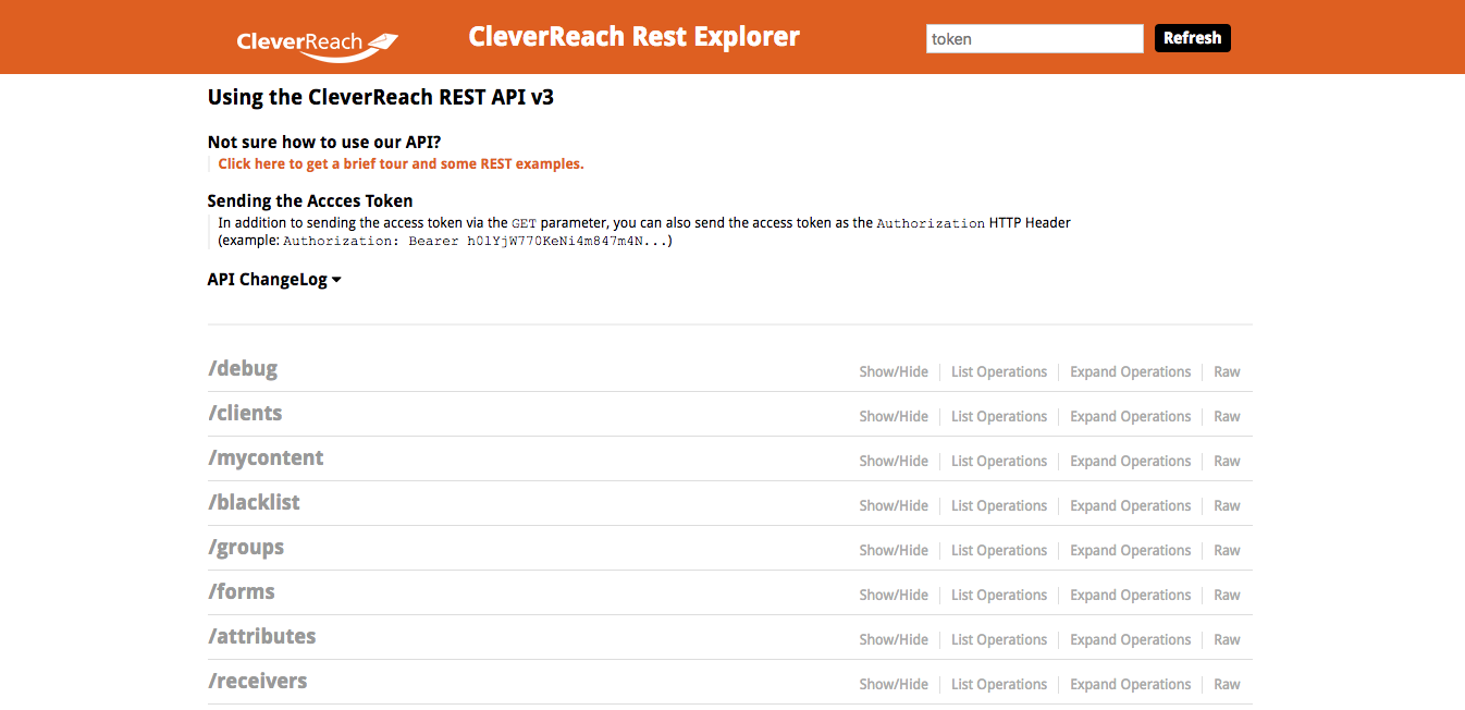 screenshot: REST API v3 (Beta) von CleverReach®
