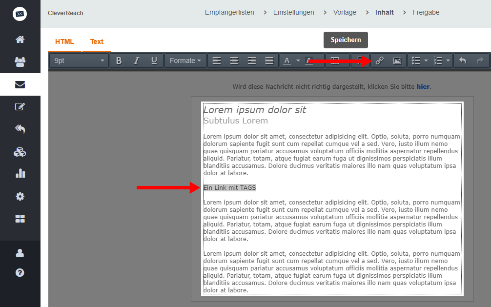Tags und Tagging - Linktext markieren - CleverReach®