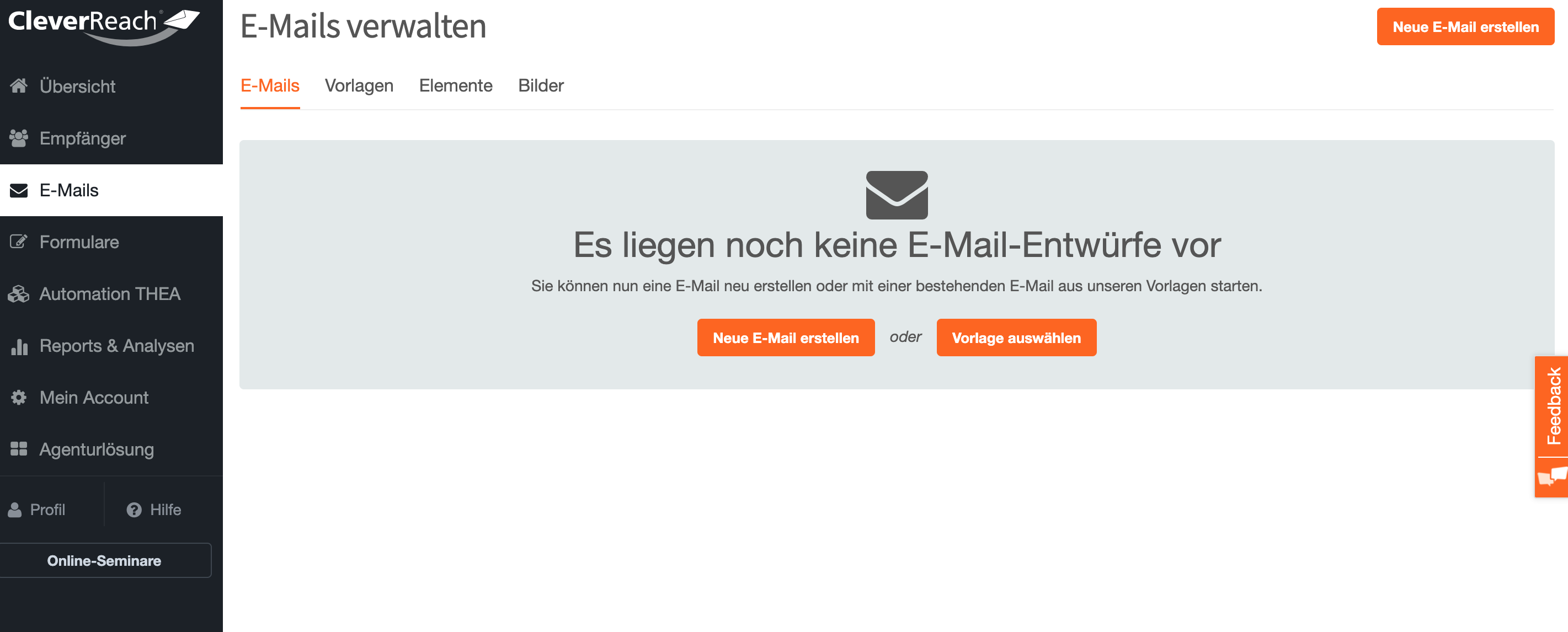 Template Converter - Übersicht E-Mails CleverReach