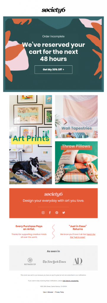 cleverreach_society6_abandoned_cart_beispiel_screenshot