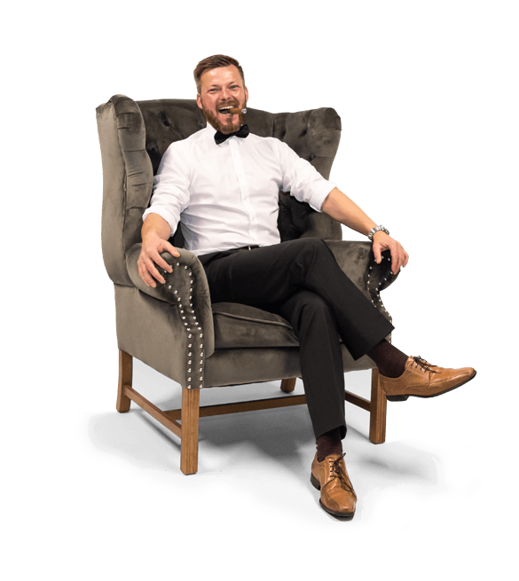 cleverfiliate testimonial sitting in arm-chair