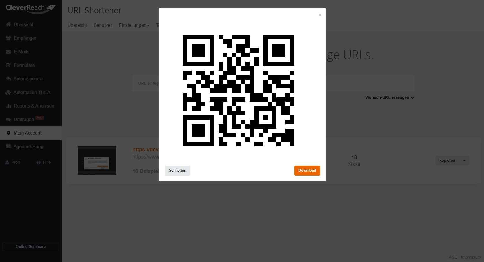 cleverreach-screenshot-url-shortener-kurz-links-qr-code