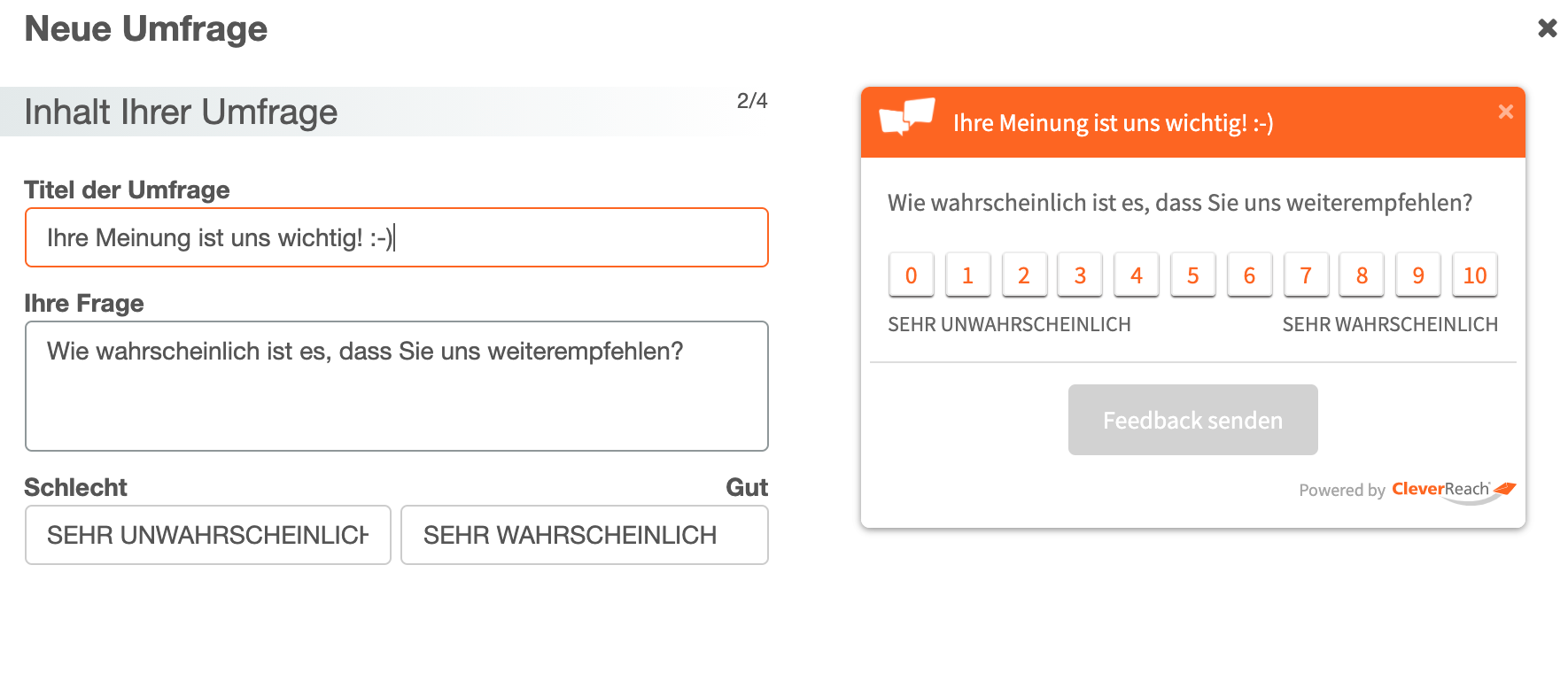 NPS-Umfrage - Titel eingeben - CleverReach®