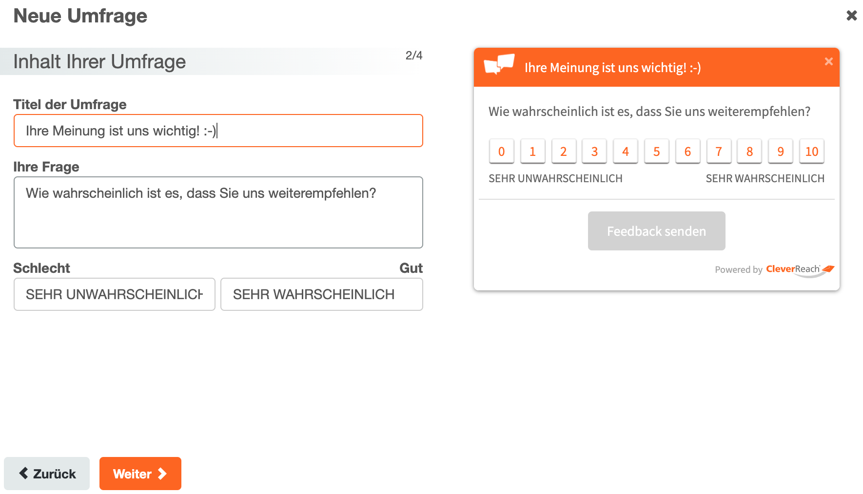 NPS-Umfrage - Titel eingeben - CleverReach®