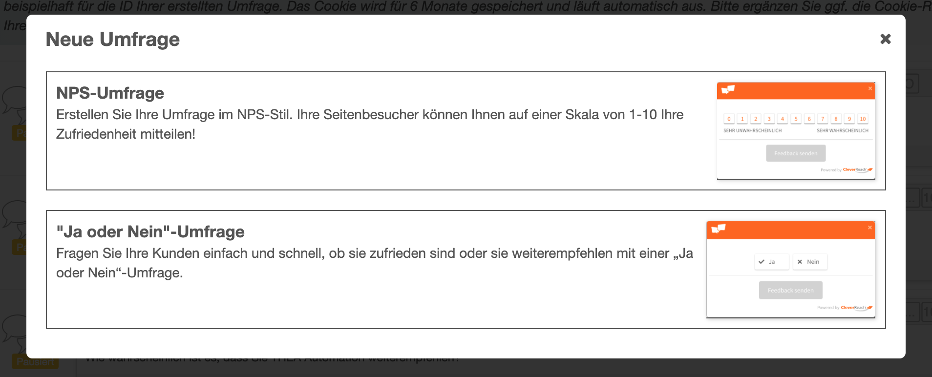 Umfragemöglichkeiten der NPS-Umfragen von CleverReach®